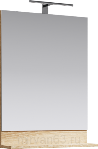 Фостер зеркало с панелью и светильником, цвет дуб сонома  60 см Aqwella