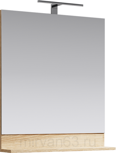 Фостер зеркало с панелью и светильником, цвет дуб сонома  70 см Aqwella