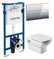 Комплект  Система инсталляции для унитазов Laufen Lis PRO RIMLESS + Кнопка смыва Laufen Lis