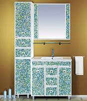 Мебель для ванной Misty Жемчужина 75 бело-голубая мозаика